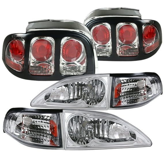 Spec-D Tuning for Mustang Clear Headlights+Corner Signal Lamps+Rear Brake Lamps Tail Lights