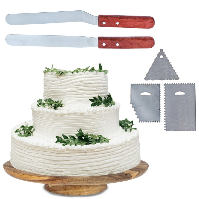 Spec101 Acacia Cake Turntable with Cake Decorating Kit - 12.8-Inch Cake  Stand 