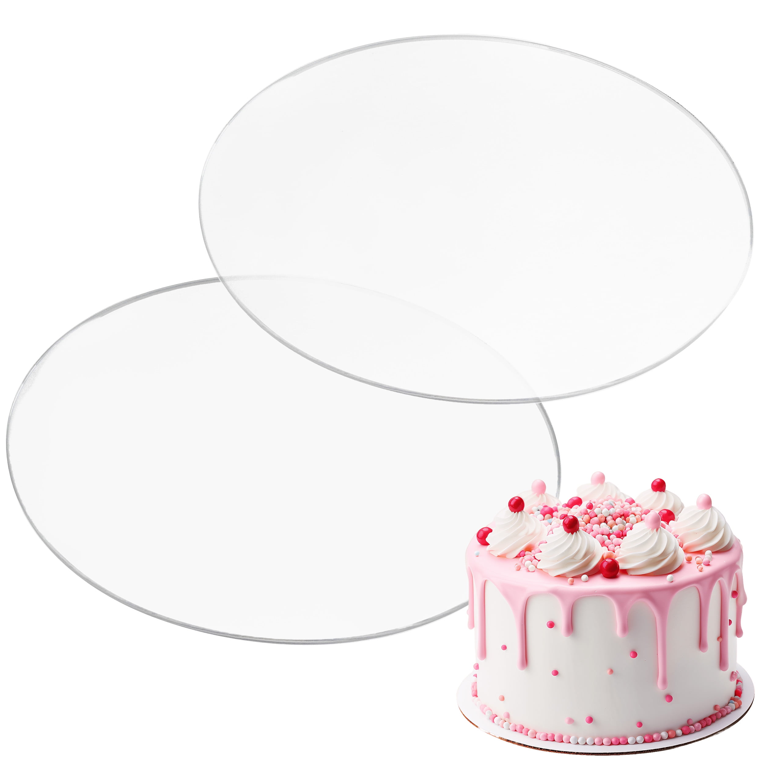 CAKESAFE Essential Cake Decorating Acrylic Disk Kit - 3 Sets - Round 6.0,  8.0, 10.0 Disk Sets (2 disks per size), 2-8 Icing Scrapers with 1