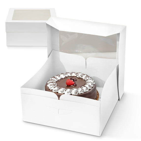 Spec101 | Cake Boxes with Window 25-Pack 12 x 12 x 6 Inch White Bakery Boxes