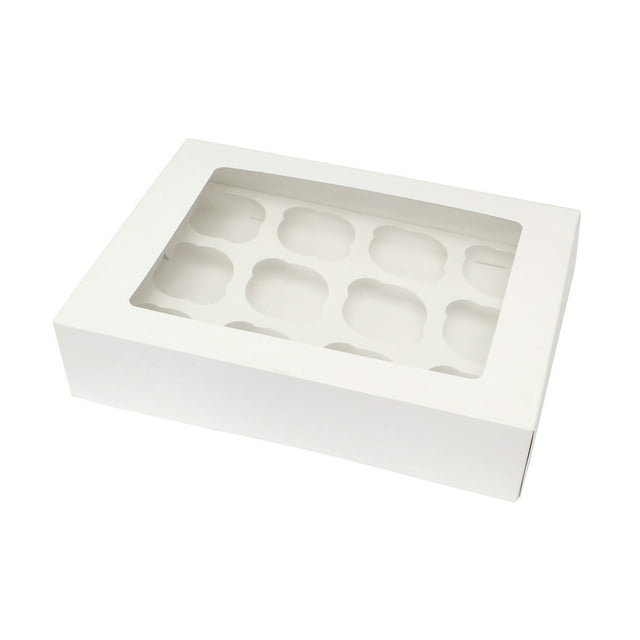 Spec101 Cupcake Containers 12pk White - Dozen Bulk Cupcake Box with Inserts