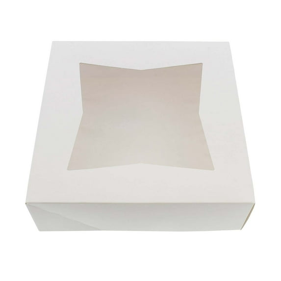 Spec101 | Easy Popup Pie Boxes with Window Pie Boxes 8x8x2.5 Inch White 15pk