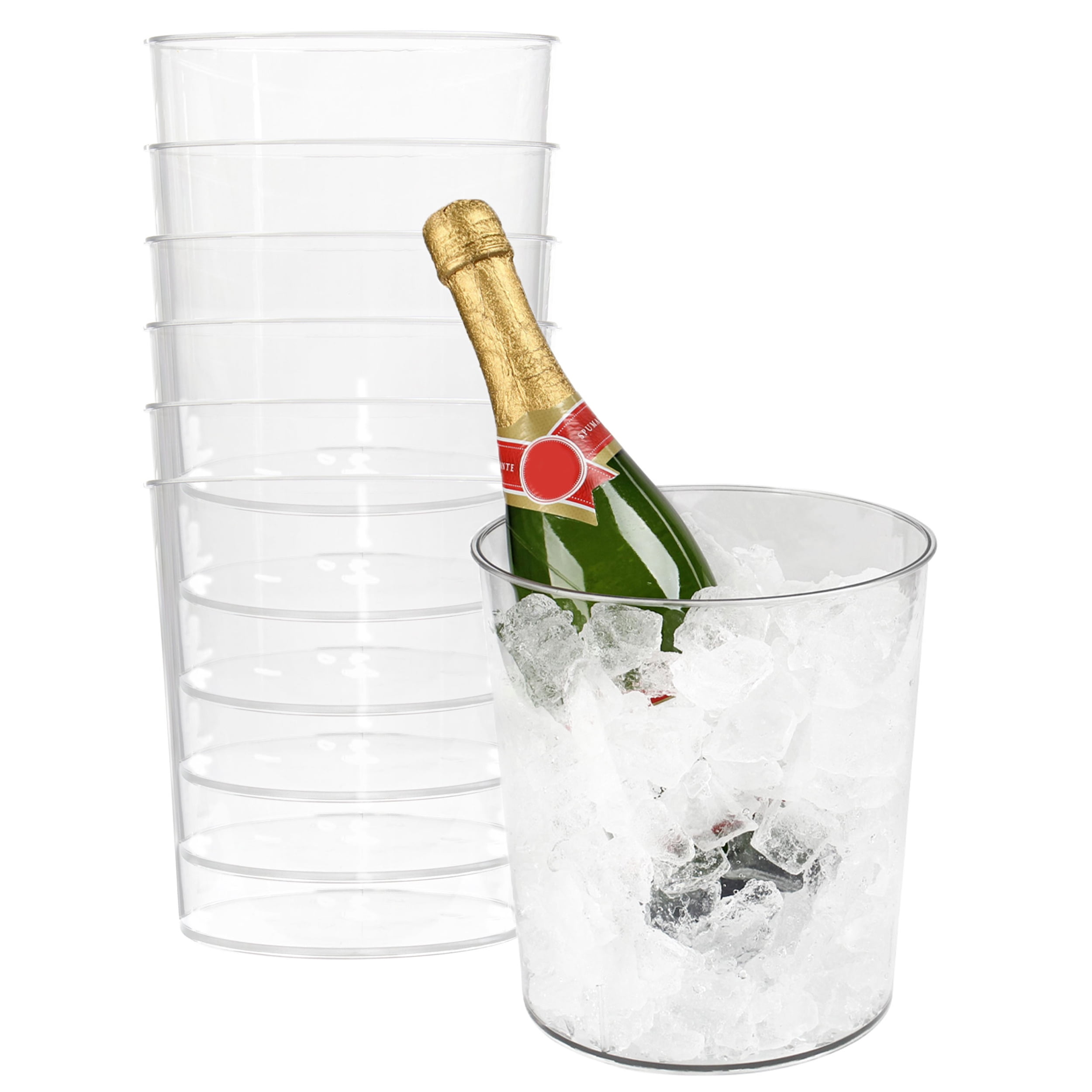 Spec101 Plastic Champagne Bucket for Drinks 6pk Clear Ice Buckets for
