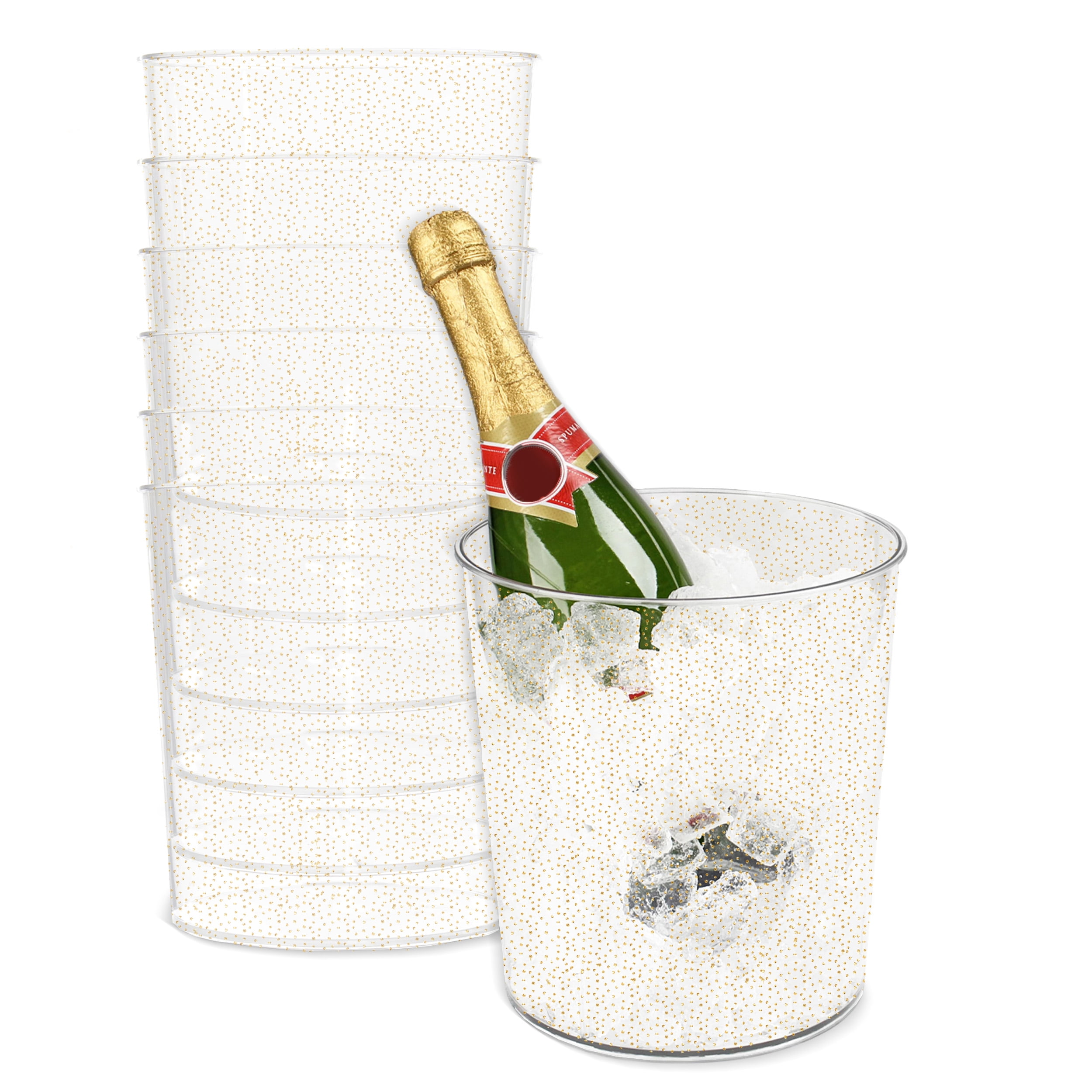 Spec101 Plastic Champagne Bucket for Drinks 6pk Gold Ice Buckets for