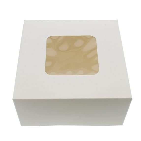 Spec101 Popup White Bakery Boxes with Window 6x6x3 Inch Cake Boxes - 15-Pack