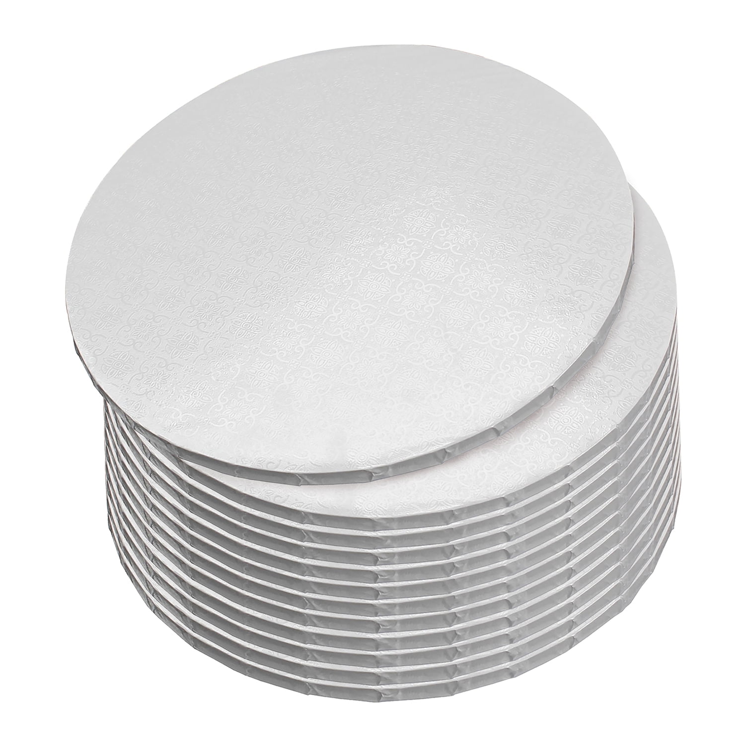 Spec101 Round Cake Boards Bulk 12pk 14 Inch Cake Drum White 1/2in Wrapped Edge