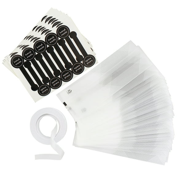 Spec101 Translucent Plastic Bags - 100pk Food Gift Bag with Stickers and Ribbon