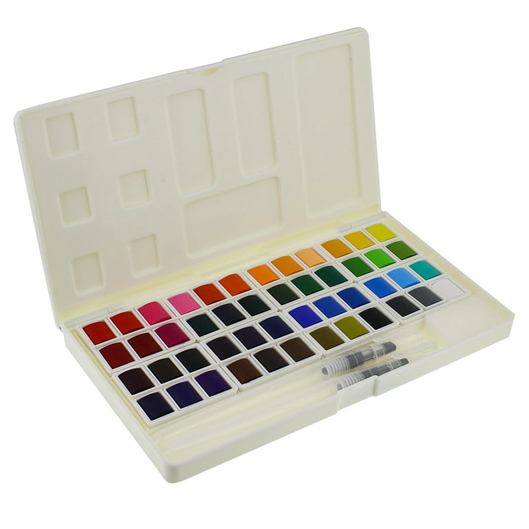 Spec101 Watercolor Paint Set - 48pc Dry Watercolor Paints with Blender Pens