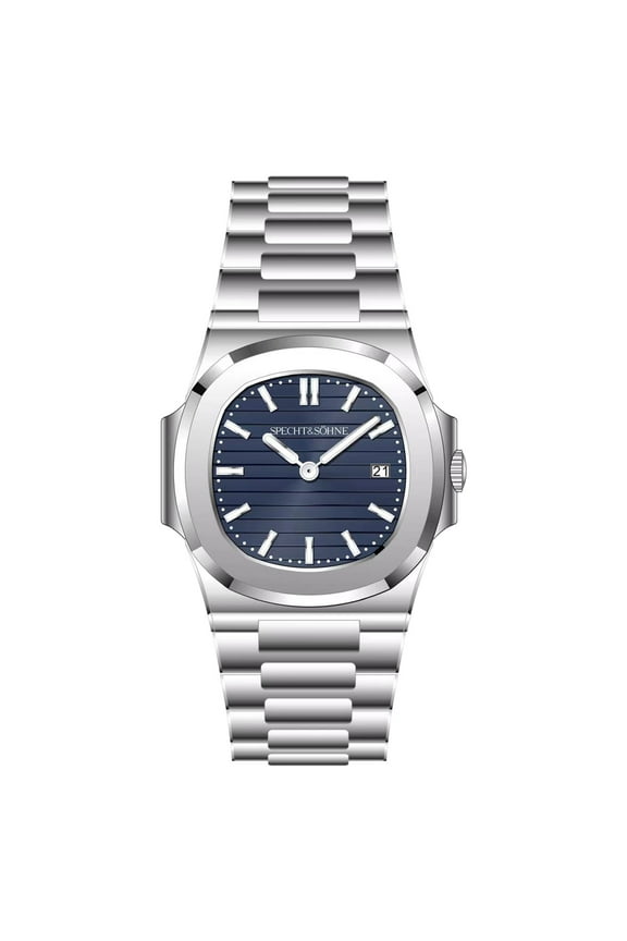 Specht & Söhne Luxury Men's Steel Band Watch 8.3mm Thick Fashionable Sapphire Glass Mirror Classic Two Pin Watch 50m Waterproof