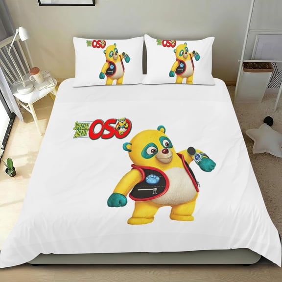Special Agent Oso Themed Bed Sheet Set Three Piece Set 36x75 In ches Comfortable And Skin Friendly Unique Design Creating A Star Studded Night Home Gifts For Family Friends fans