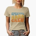 thumbnail image 1 of Special Area Crew, Ocean or Shipping Themed, Groovy Retro Wavy Text Merch Gift, Tan T-Shirt, Small, 1 of 5