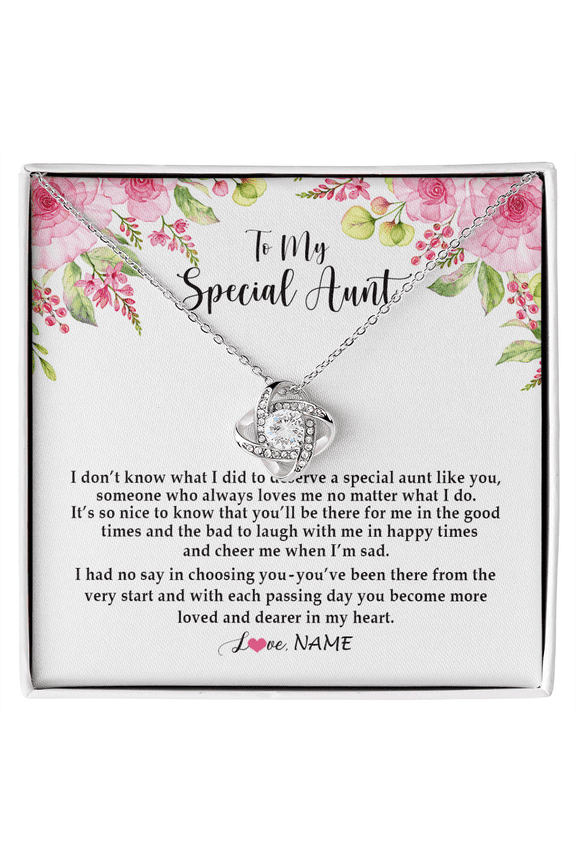 Special Aunt Love Necklace, Gold Love Knot Necklace