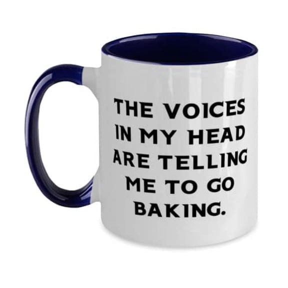 Special Baking Two Tone 11oz Mug, The Voices in My Head are Telling Me to Go Baking, For Friends, Present From, Cup For Baking