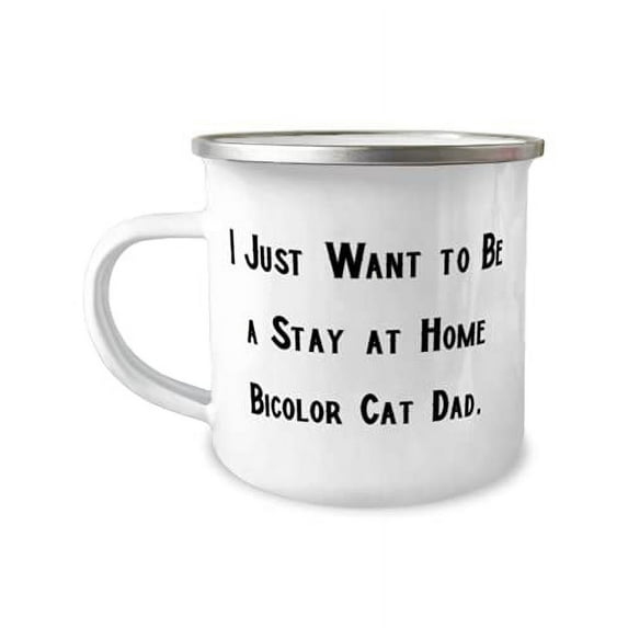 Special Bicolor Cat, I Just Want to Be a Stay at Home Bicolor Cat Dad, Inspire 12oz Camper Mug For Cat Dad From Friends
