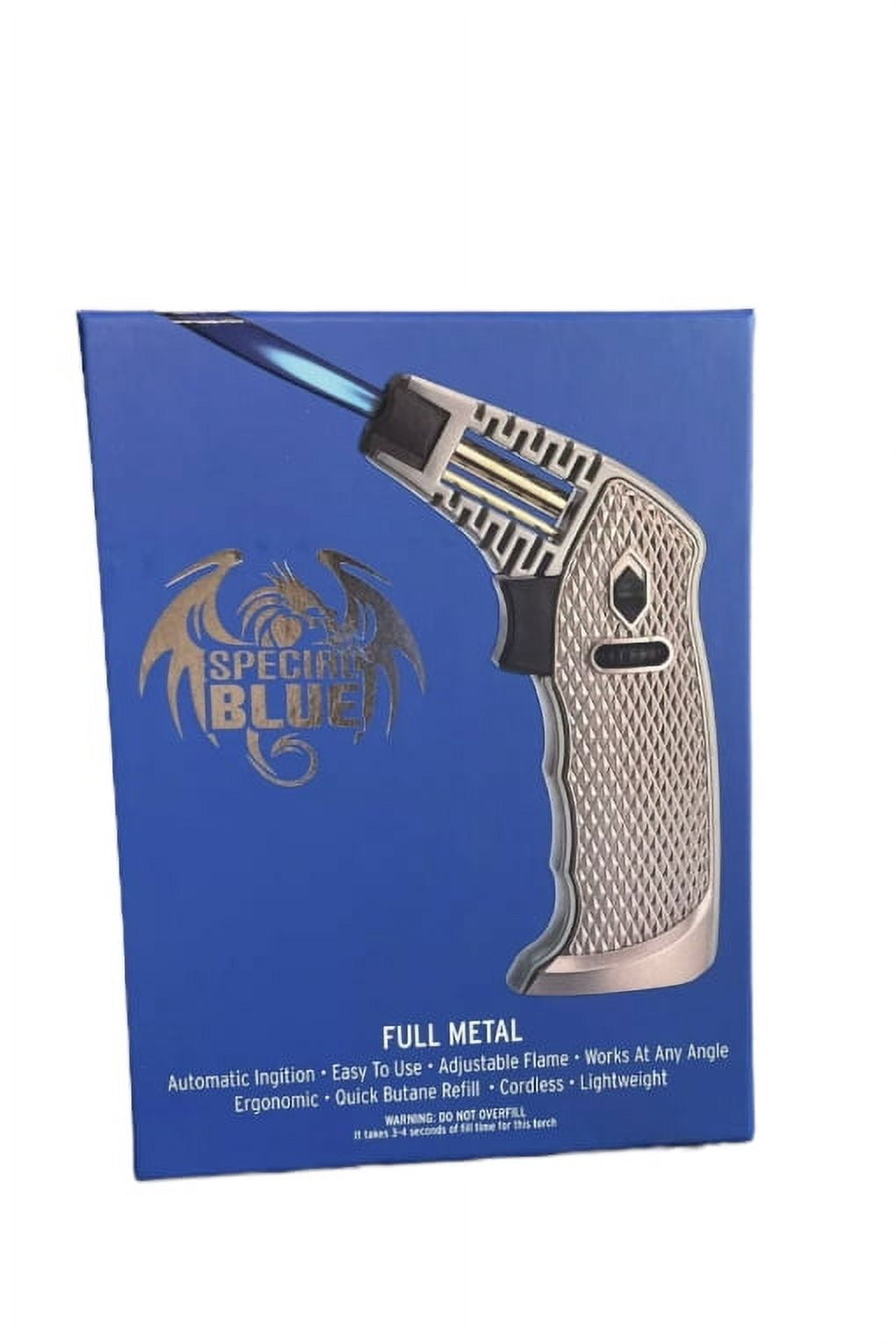 Special Blue Full Metal Butane Torch (metal bronz) Refillable Flame Lighter Culinary Torch