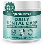 Dog Teeth Cleaning Powder – Natural Dog Dental Powder for Tartar Control, Fresh Breath & Gum Health – Daily Plaque Remover with Zeolite, Brown Algae, Probiotics & Rosemary – 90 Scoops