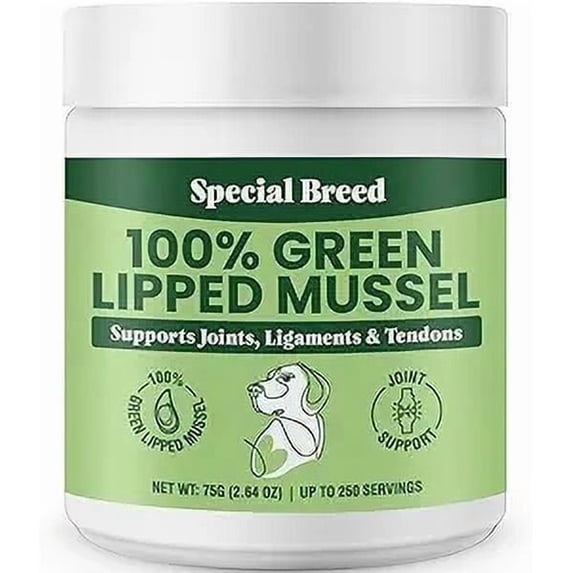 Special Breed Green Lipped Mussels for Dogs & Cats - Premium Joint Supplement Powder for Hips, Joints, and Muscles (75 Grams, 250 Servings)