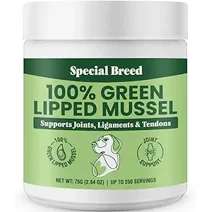 Special Breed Green Lipped Mussels for Dogs & Cats - Premium Joint Supplement Powder for Hips, Joints, and Muscles (75 Grams, 250 Servings)