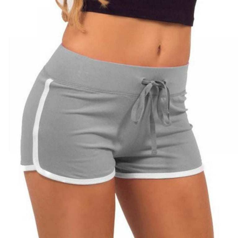 Special Buys! Yo-Ga Drawstring Shorts Women Casual Loose Cotton Contrast  Binding Side Split Elastic Waist Short Femme 