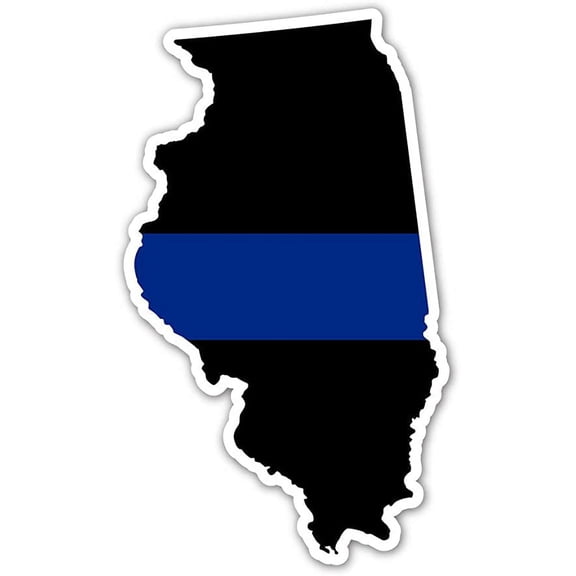 Special COMBO deal! Pack of (5) Five Illinois State Shape Police The Thin Blue Line Ribbon - Law Enforcement Family, Supporter, Personnel Bumper Sticker Decal 3x5 in
