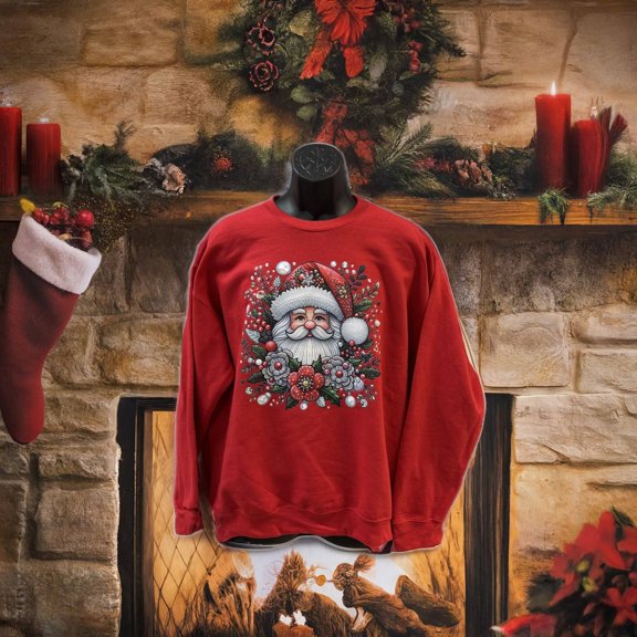 Special Christmas Crewneck With Jolly Old Saint Nick Peeking in on You!!