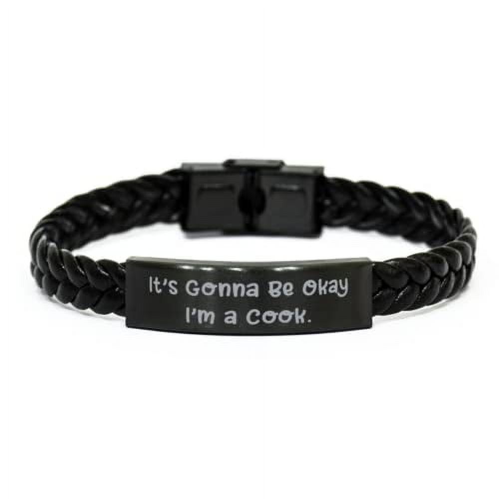 Special Cook Braided Leather Bracelet, It's Gonna Be Okay I'm a Cook, Present for Coworkers, Gag Gifts from Coworkers, Mens Jewelry, Womens Jewelry, Bracelets, Leather Bracelets, Braid Bracelet