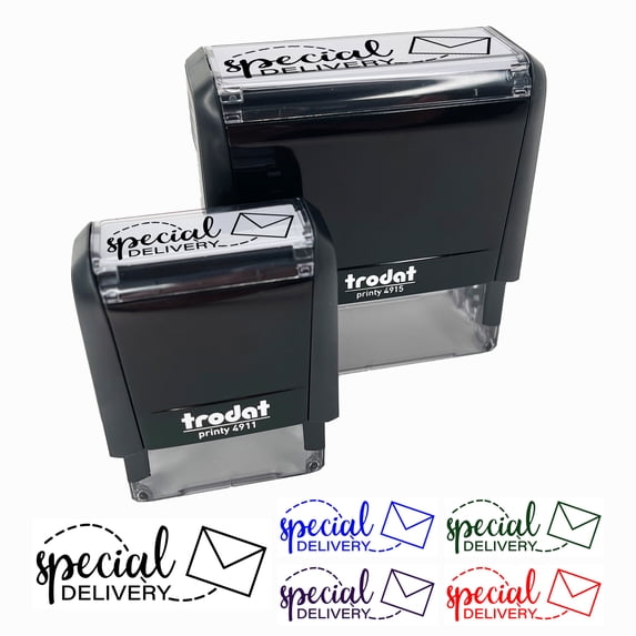 Special Delivery Mail with Envelope Self-Inking Rubber Stamp Ink Stamper for Business Office - Purple Ink - Large 2-2/4 Inch