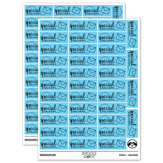 Special Delivery Mail with Envelope Sticker Set - Light Blue - Matte Finish - 1.5" Small