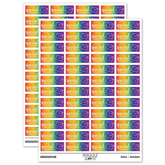 Special Delivery Mail with Envelope Sticker Set - Rainbow - Gloss Finish - 1.25" Mini