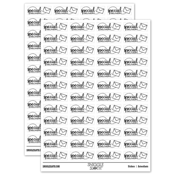 Special Delivery Mail with Envelope Sticker Set - White - Gloss Finish - 1.25" Mini