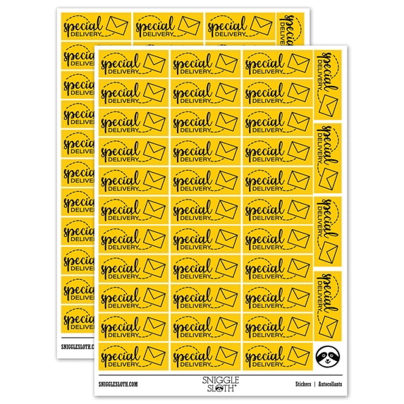 Special Delivery Mail with Envelope Sticker Set - Yellow - Matte Finish - 1.5" Small
