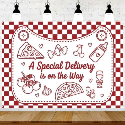 The Way Explained Special Delivery Pizza Baby Shower Backdrop Banner, Italian Pizza Theme ...