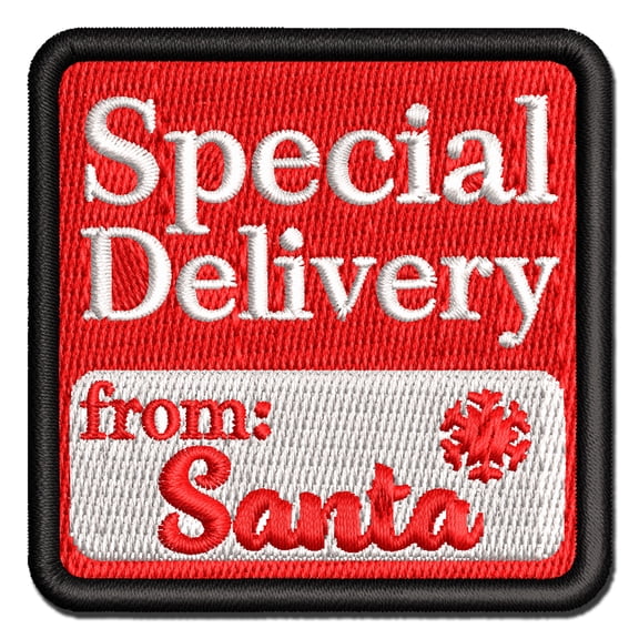 Special Delivery from Santa Christmas Applique Multi-Color Embroidered Hook & Loop Patch - 3 Inch Medium