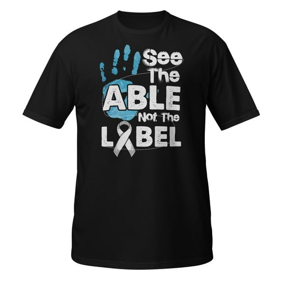 Special Education SPED Shirt See The Able Not The Label T-Shirt (Black, S)