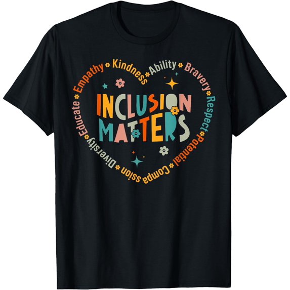 Special Education Teacher Inclusion Matters Autism Awareness Unisex T-Shirt for Men Women Kids Toddler,Black Color,Size YS