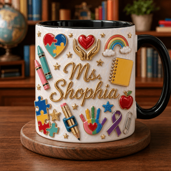 Special Education Teacher Mug 3D Effect Personalized Ms Name Classroom Gift