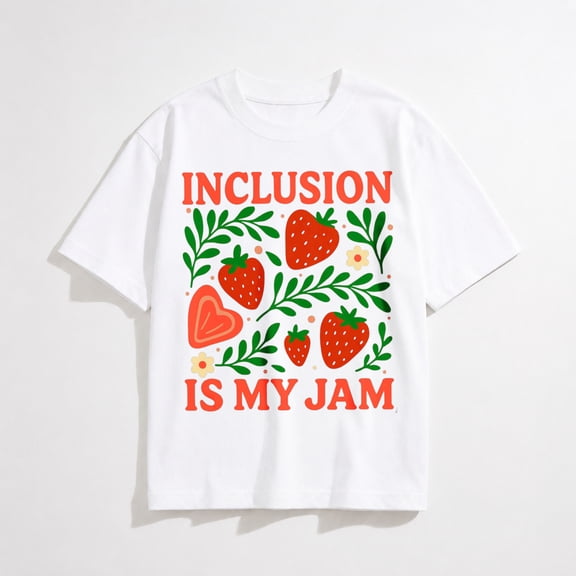 Special Education Teacher Shirt for Women Inclusion is My Jam SPED Teacher T-Shirt Cute Strawberry Tee