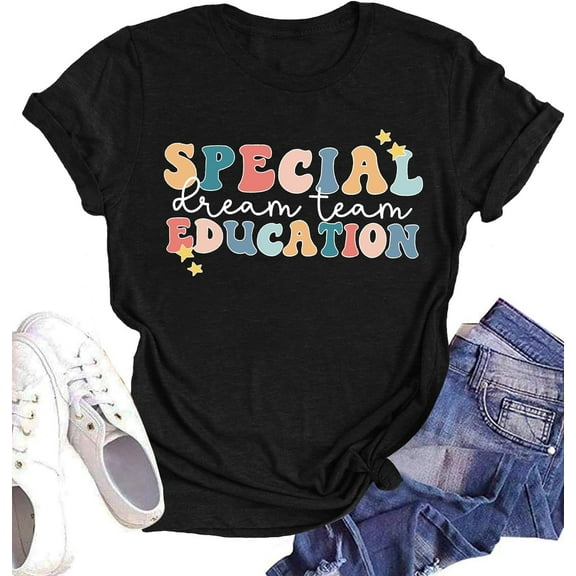 Special Education Teacher Shirts for Women SPED Teachers Graphic T-Shirts Teaching Life Gift Short Sleeve Tee Tops