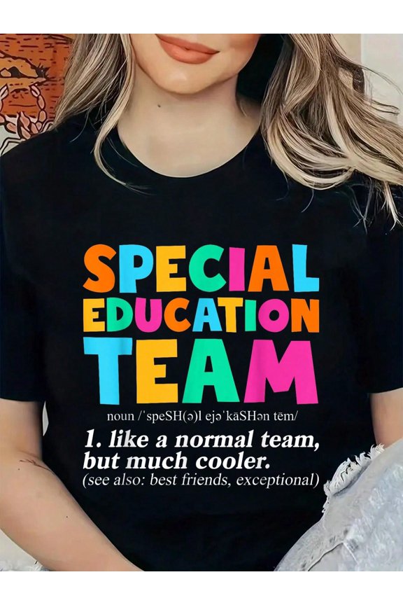 Special Education Team Definition Retro Ed Team Crew Teacher T-Shirt, Graphic Tees Women