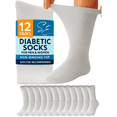 thumbnail image 1 of Special Essentials 12 Pairs Cotton Diabetic Socks Crew for Men and Women Grey (Size 9-11), 1 of 7