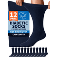 thumbnail image 1 of Special Essentials 12 Pairs Cotton Diabetic Socks Crew for Men and Women Navy (Size 10-13), 1 of 7