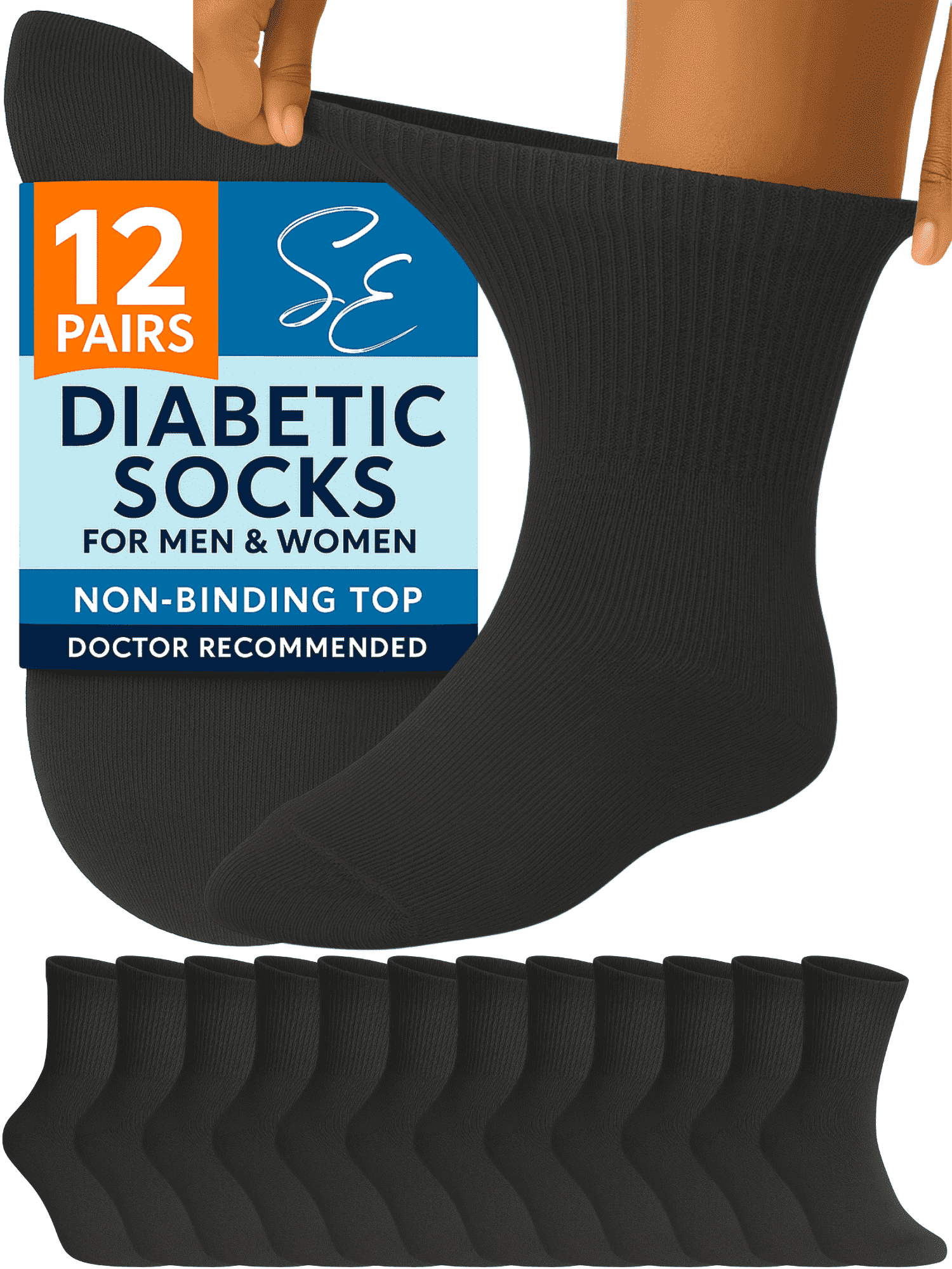 Special Essentials Diabetic Socks Ankle for Men & Women – 12 Pairs of Non-Binding Moisture-Wicking Neuropathy Socks