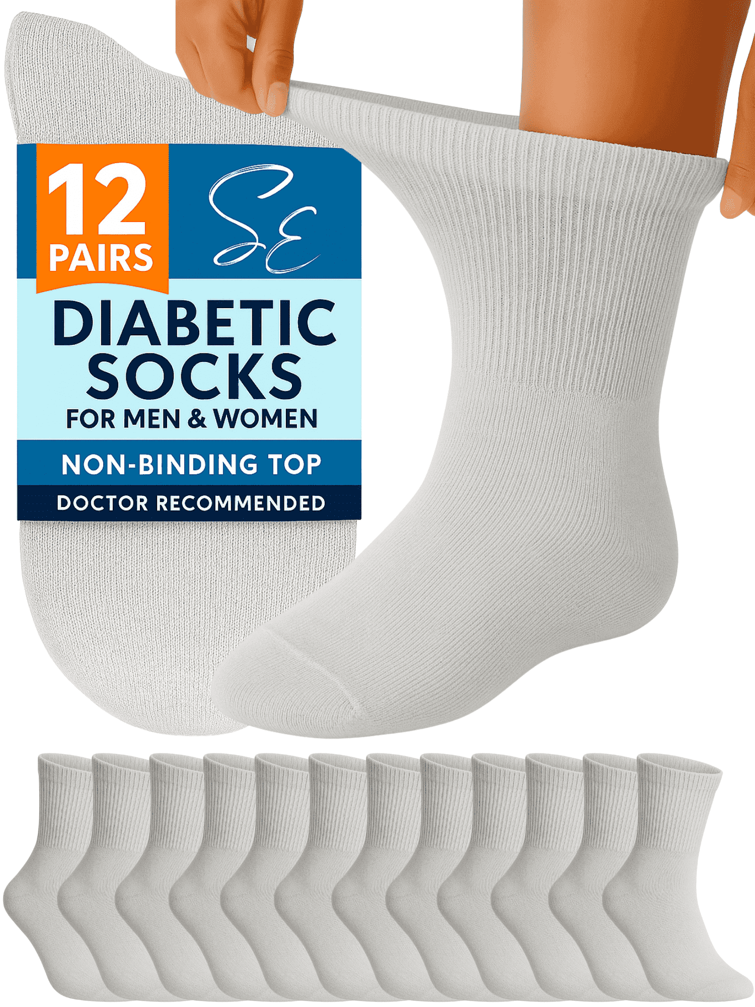 Special Essentials Diabetic Socks Ankle for Men & Women – 12 Pairs of Non-Binding Moisture-Wicking Neuropathy Socks