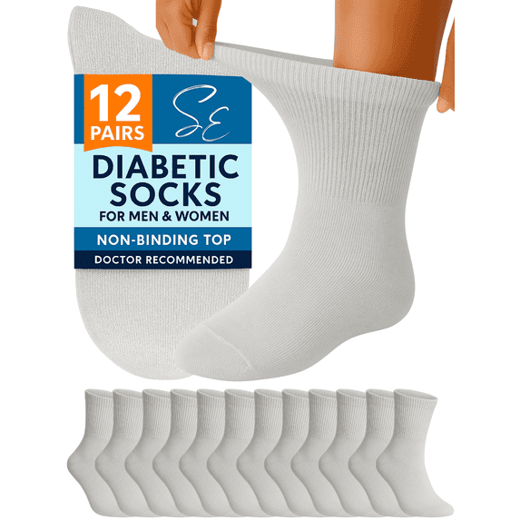 Special Essentials Diabetic Socks Ankle for Men & Women – 12 Pairs of Non-Binding Moisture-Wicking Neuropathy Socks