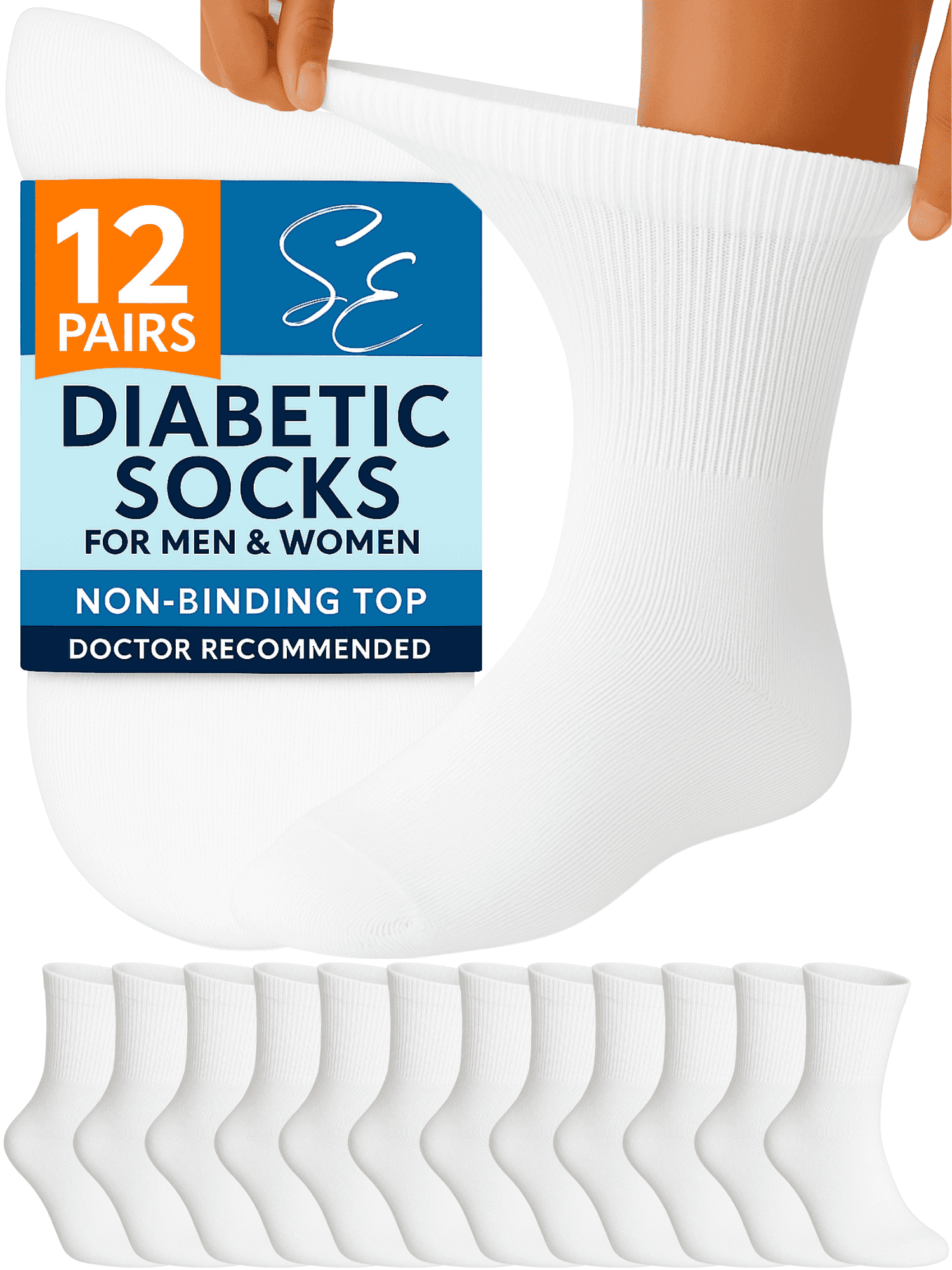 Special Essentials Diabetic Socks Ankle for Men & Women – 12 Pairs of Non-Binding Moisture-Wicking Neuropathy Socks