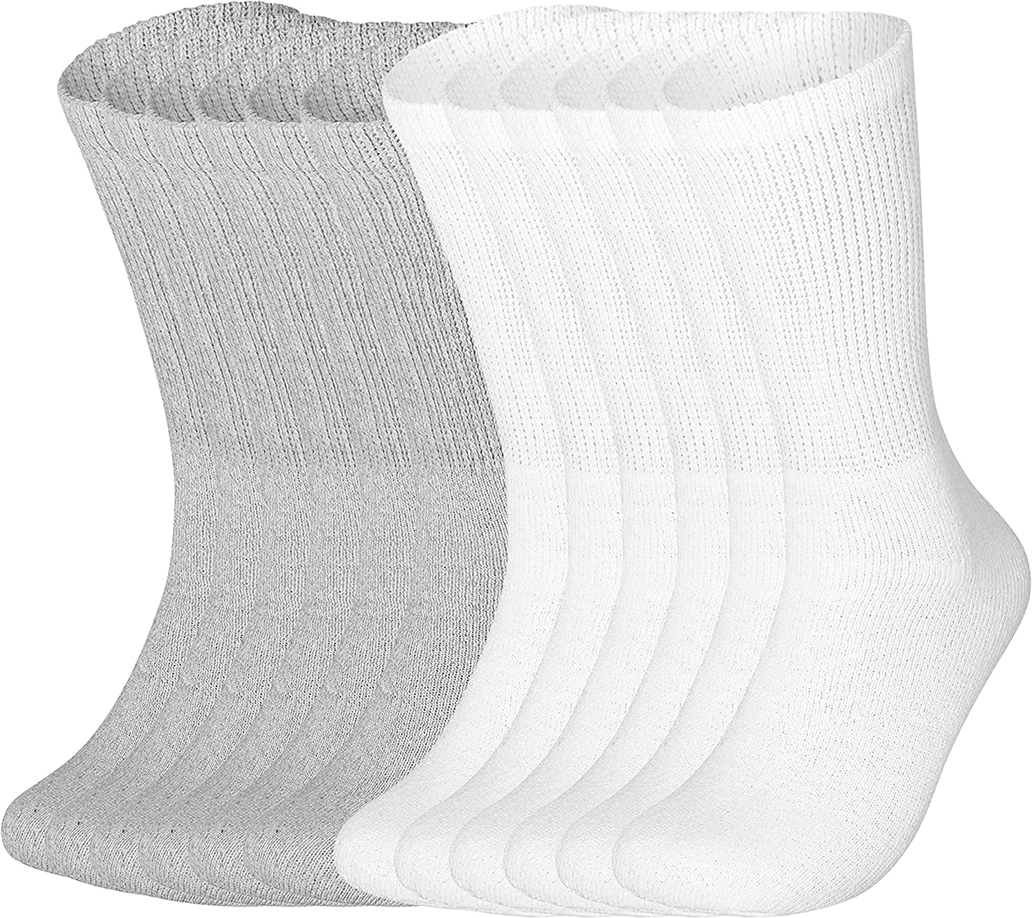 Special Essentials 12 Pairs Men's Grey and White Cotton Diabetic Crew