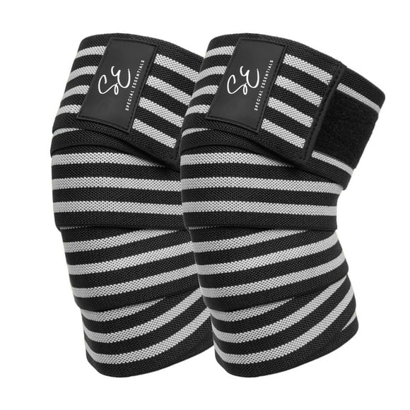 Special Essentials 2 Pack Knee Wrap braces with Strap For Men & Women - Flexible Support for Weightlifting, Powerlifting, Squats, Leg Press, and Cross Training