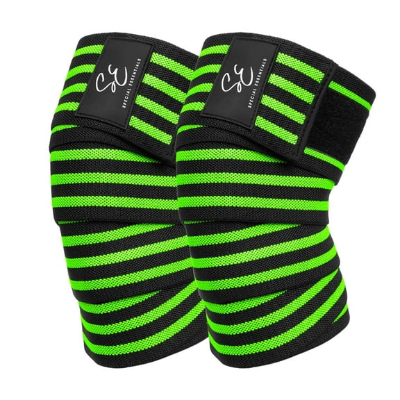 Special Essentials 2 Pack Knee Wraps with Strap For Men & Women - Flexible Support for Weightlifting, Powerlifting, Squats, Leg Press, and Cross Training