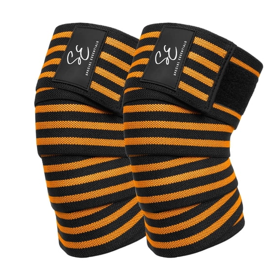 Special Essentials 2 Pack Knee Wraps with Strap For Men & Women - Flexible Support for Weightlifting, Powerlifting, Squats, Leg Press, and Cross Training