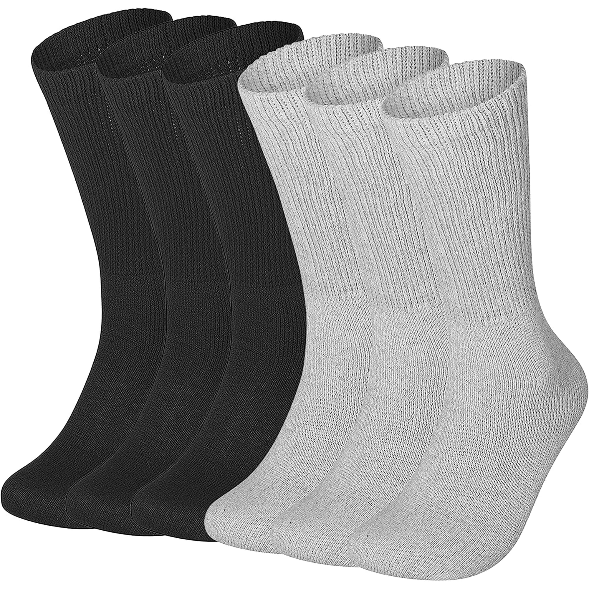 Special Essentials 6 Pairs Men's Black and Grey Cotton Diabetic Crew